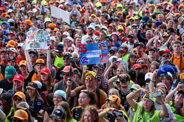 Fans in the fan zone at Silverstone