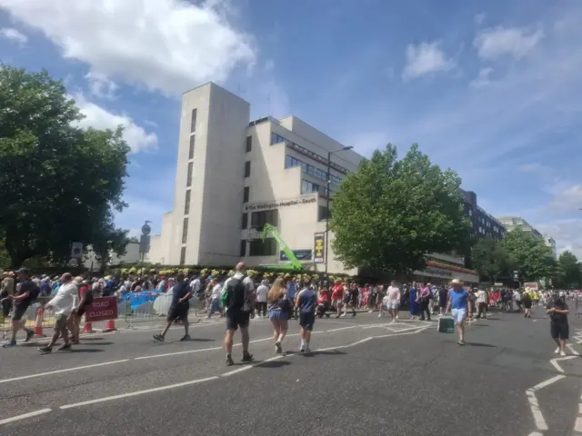 Queues of people outside Lord's