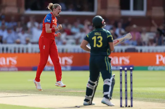 Lauren Bell celebrates