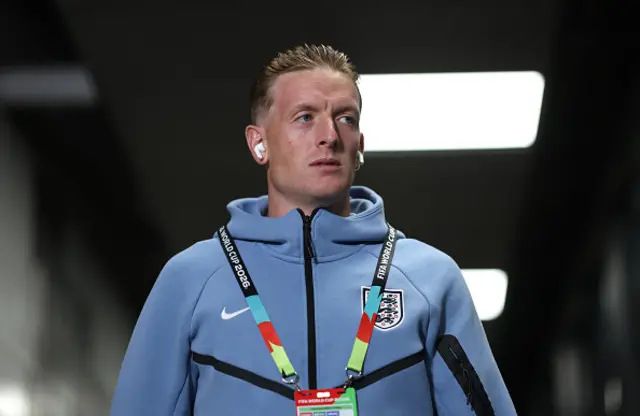 Jordan Pickford of England arrives