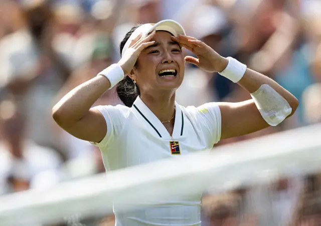 Alexandra Eala puts her hands to her head