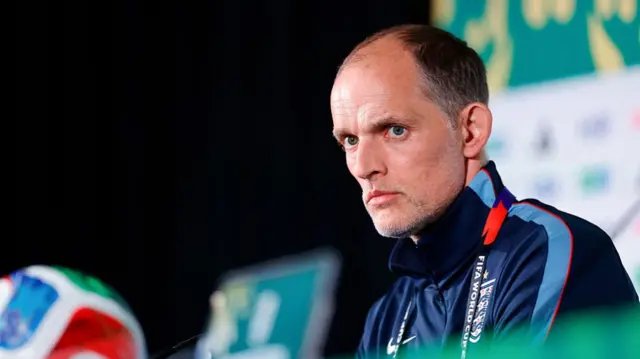 ngland's German head coach Thomas Tuchel gives a press conference at the Mexico City Stadium in Mexico City on July 4, 2026, on the eve of the 2026 World Cup round of 16 football match between Mexico and England