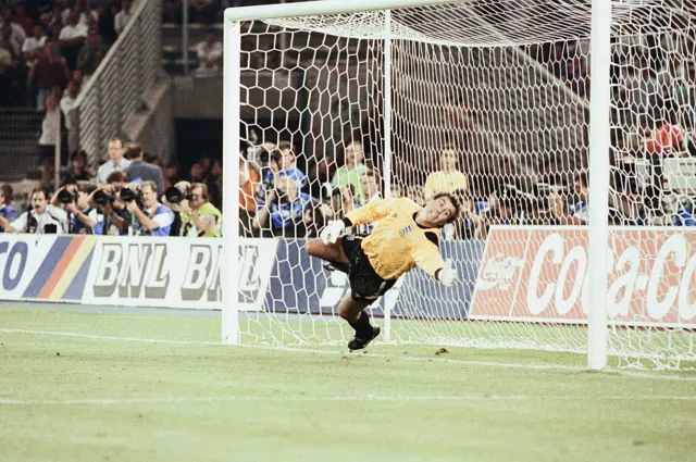 Peter Shilton makes save at World Cup