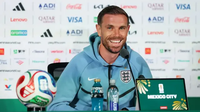 Jordan Henderson #14 of England speaks to the media during a press conference ahead of the FIFA World Cup 2026 Round of 16 match between Mexico and England on July 04, 2026 in Mexico City, Mexico.