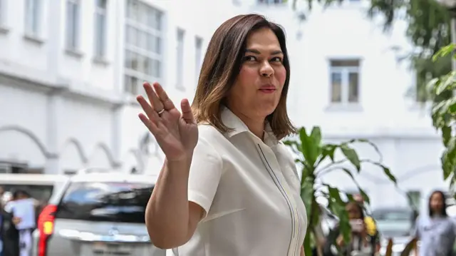 Philippine vice president Sara Duterte waving to the camera