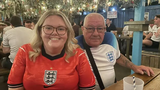 Michaela and her dad Noddy at the pub.