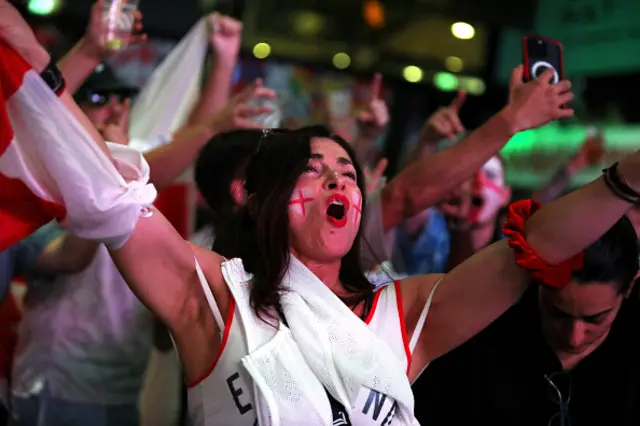 England fans attend a watch party at Boxpark Croydon