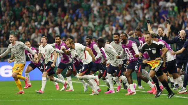 England players celebrate