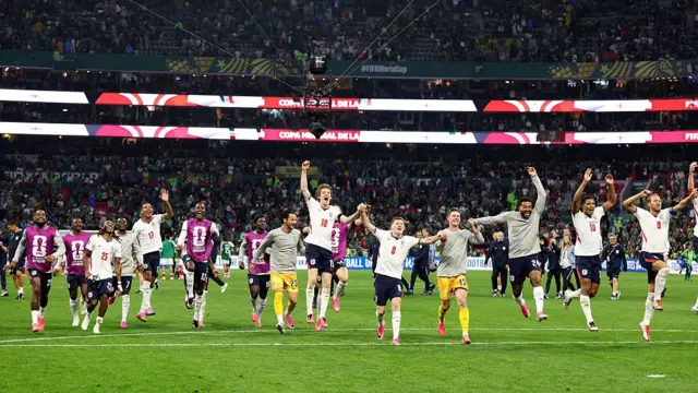 England players celebrate