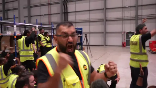 Nightshift worker celebrating goal during England-Mexico World Cup match