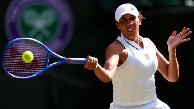 Madison Keys hits a forehand