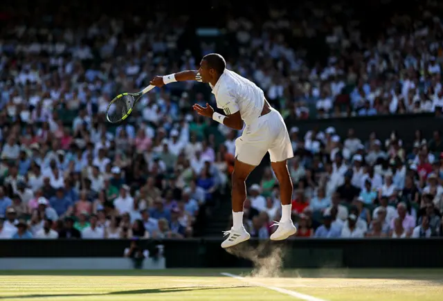 Felix Auger-Aliassime of Canada serves