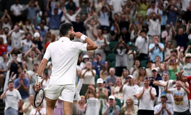 Novak Djokovic of Serbia celebrates a point