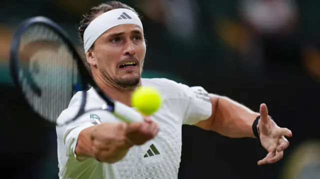 Alexander Zverev hits a forehand