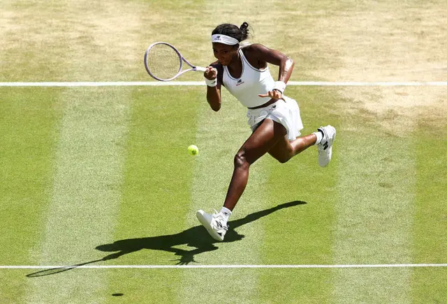 Coco Gauff of United States plays a forehand
