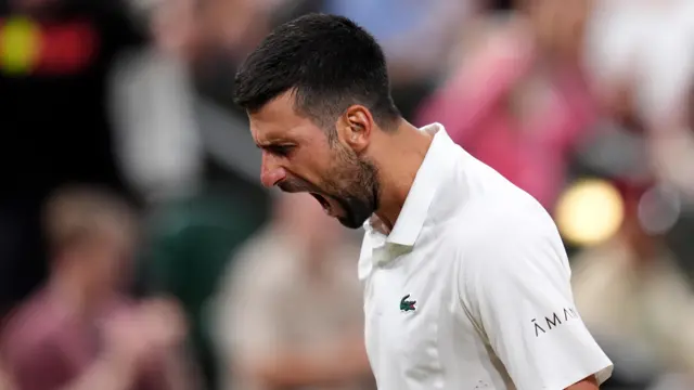Novak Djokovic of Serbia reacts