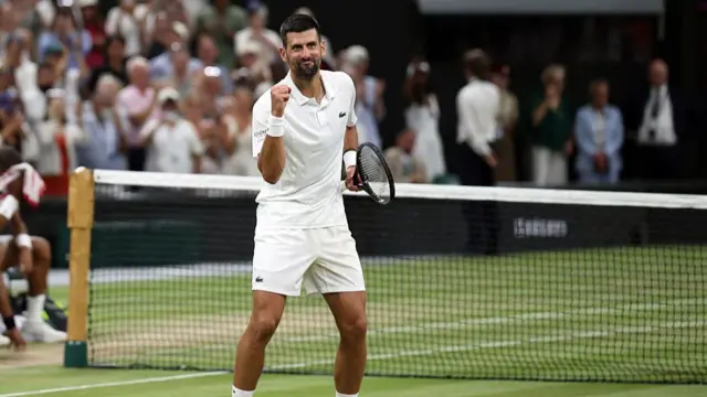 Novak Djokovic celebrates