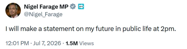 Screenshot of tweet