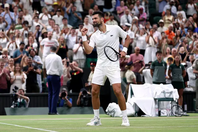 Novak Djokovic dances on Centre Court