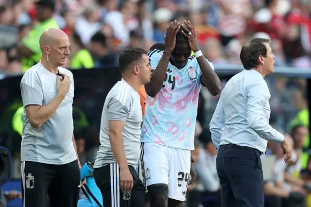 Amadou Onana #24 of Belgium reacts