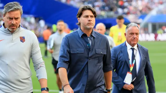 Mauricio Pochettino manager of the United States looks on during the FIFA World Cup 2026 Round Of 16 match between USA and Belgium at Seattle Stadium on July 6, 2026 in Seattle, Washington