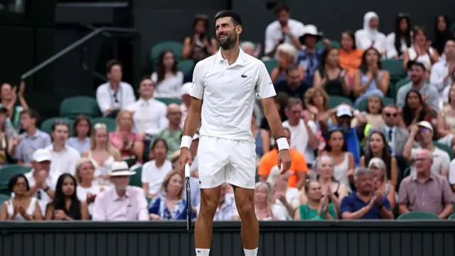Novak Djokovic of Serbia reacts
