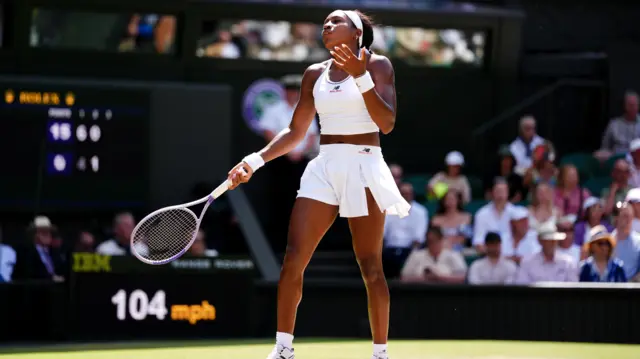 Coco Gauff of the United States reacts