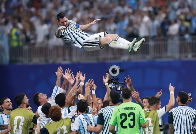 Lionel Messi celebrates