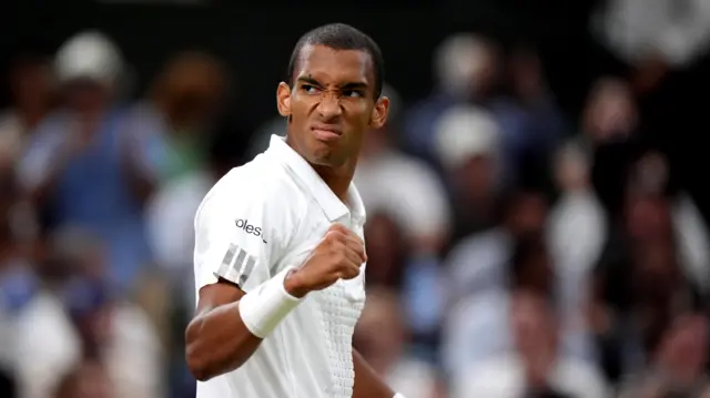 Felix Auger-Aliassime of Canada celebrates