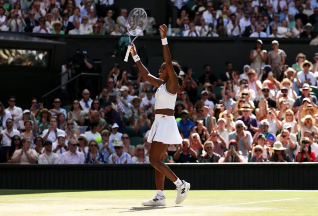 Coco Gauff celebrates