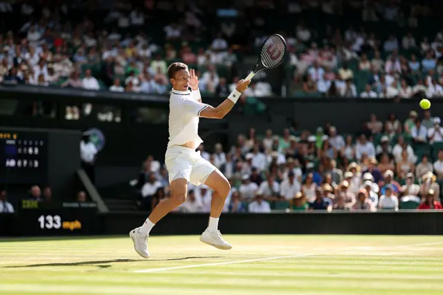Jiri Lehecka of Czechia plays a forehand