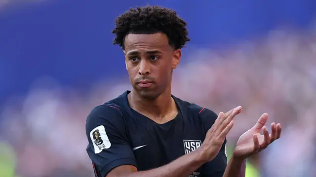 Tyler Adams #4 of the United States reacts as he is substituted during the FIFA World Cup 2026 Round of 16 match between USA and Belgium at Seattle Stadium on July 06, 2026 in Seattle, Washington