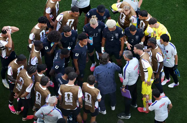 Mauricio Pochettino, Head Coach of the United States, speaks to players
