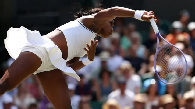 Coco Gauff of United States serves against Jessica Pegula