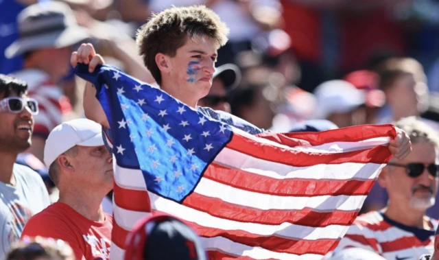 U.S. fans inside the stadium before the match