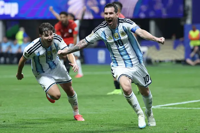 Lionel Messi celebrates