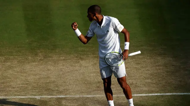 Felix Auger-Aliassime of Canada celebrates a point
