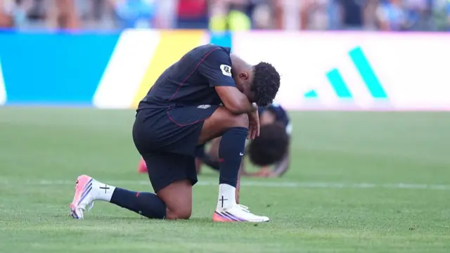 Folarin Balogun of USa reacts to the loss after the 2026 FIFA World Cup Round of 16 match between USA and Belgium at Lumen Field (Seattle Stadium) in Seattle, Washington, United States on July 6, 2026.