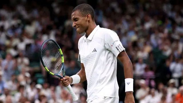 Felix Auger-Aliassime of Canada reacts