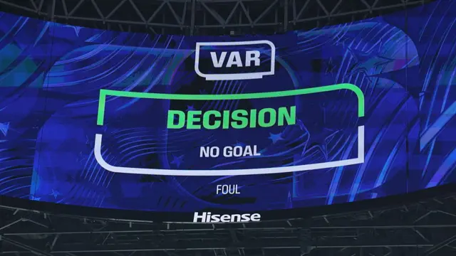 Screen showing Var decision: no goal