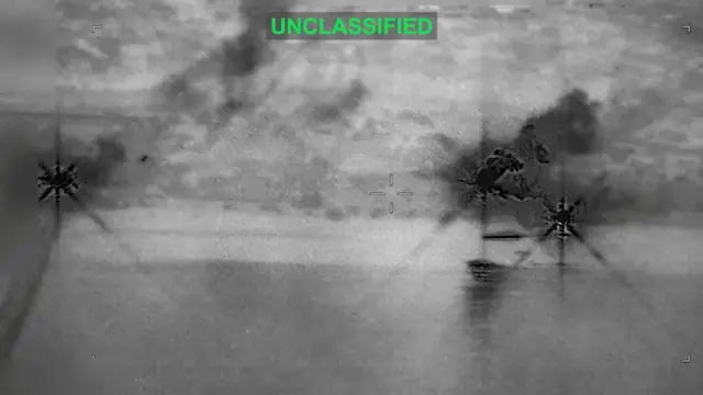 Smoke rises at an unknown location following what US Central Command says is a new wave of strikes against Iran