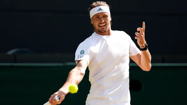 Alexander Zverev hits a forehand