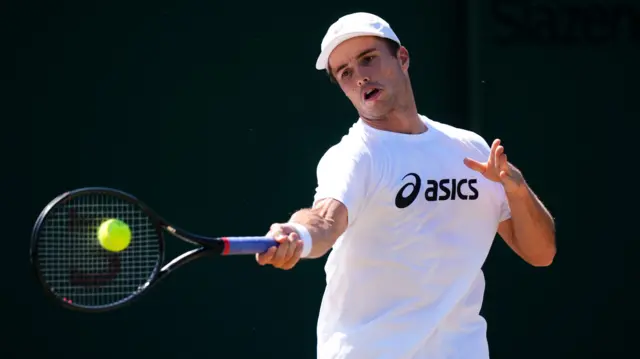 Arthur Fery hits a forehand