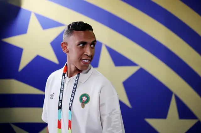 Soufiane Rahimi #9 of Morocco arrives