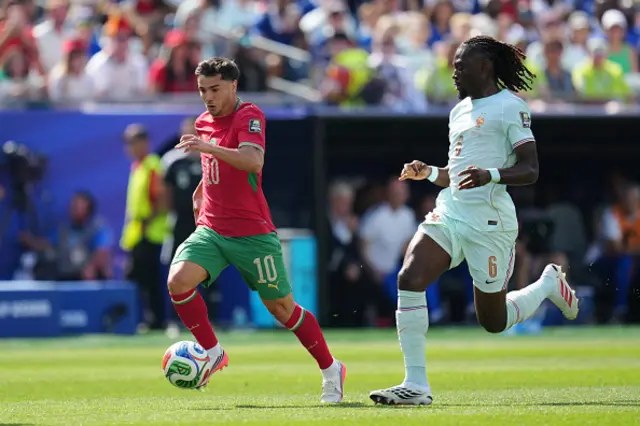 Brahim Diaz of Morocco runs with the ball
