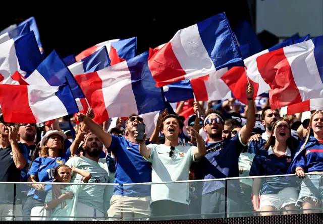 France fans cheer in the stands