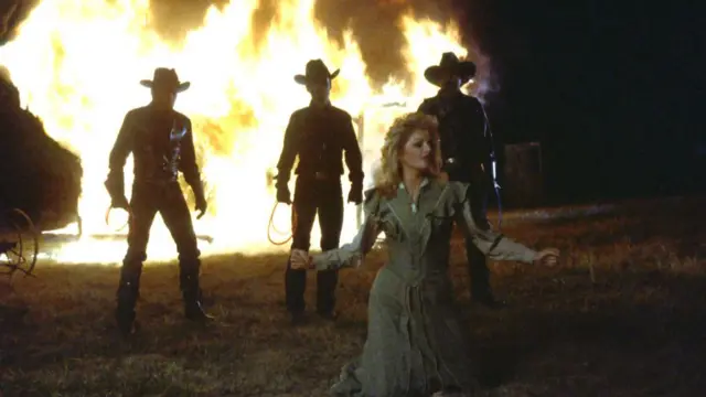 Welsh singer Bonnie Tyler in the video for her single, 'Holding Out For A Hero, 1984