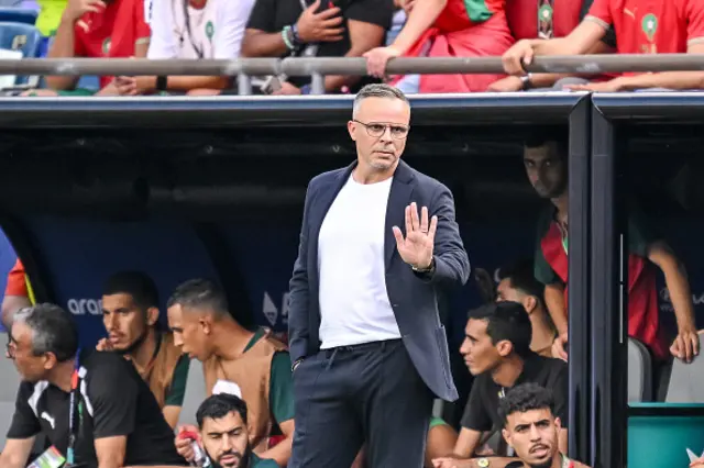 Coach Mohamed Ouahbi of Morocco gestures