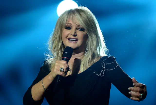 Bonnie Tyler performing during the Eurovision Song Contest