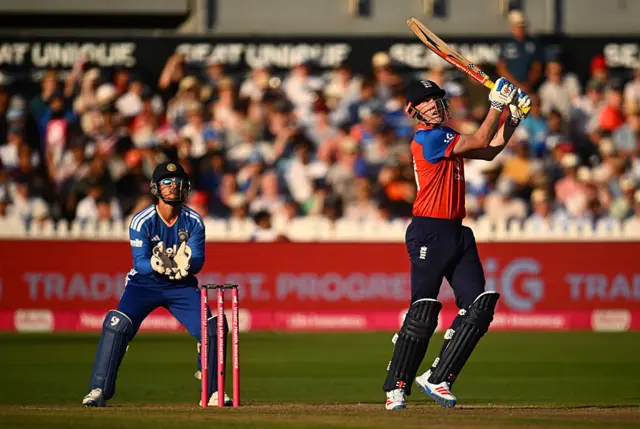 Harry Brook hits a six
